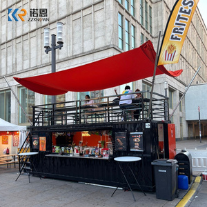 20ft Prefab Shipping Container Coffee Shop Modular Cafe Bar With Commercial Kitchen Serving Window Custom Design