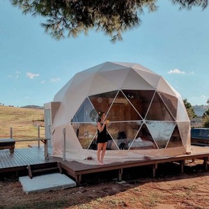 Experience Luxury In Glamping Geodesic Dome Tent Four-Season PVC Fabric Eco-Friendly